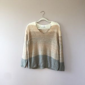 John + Jenn V-Neck Sweater Stripes Neutral XS